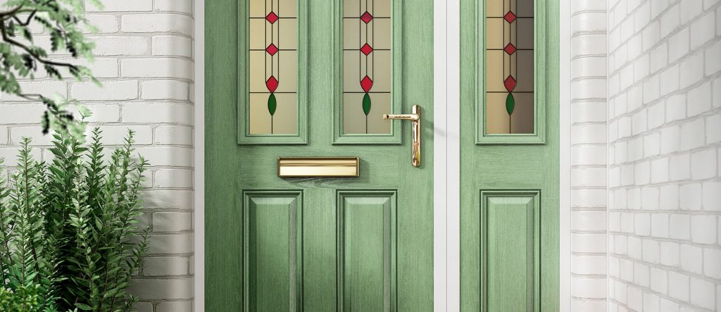 Chartwell green glazed composite front door